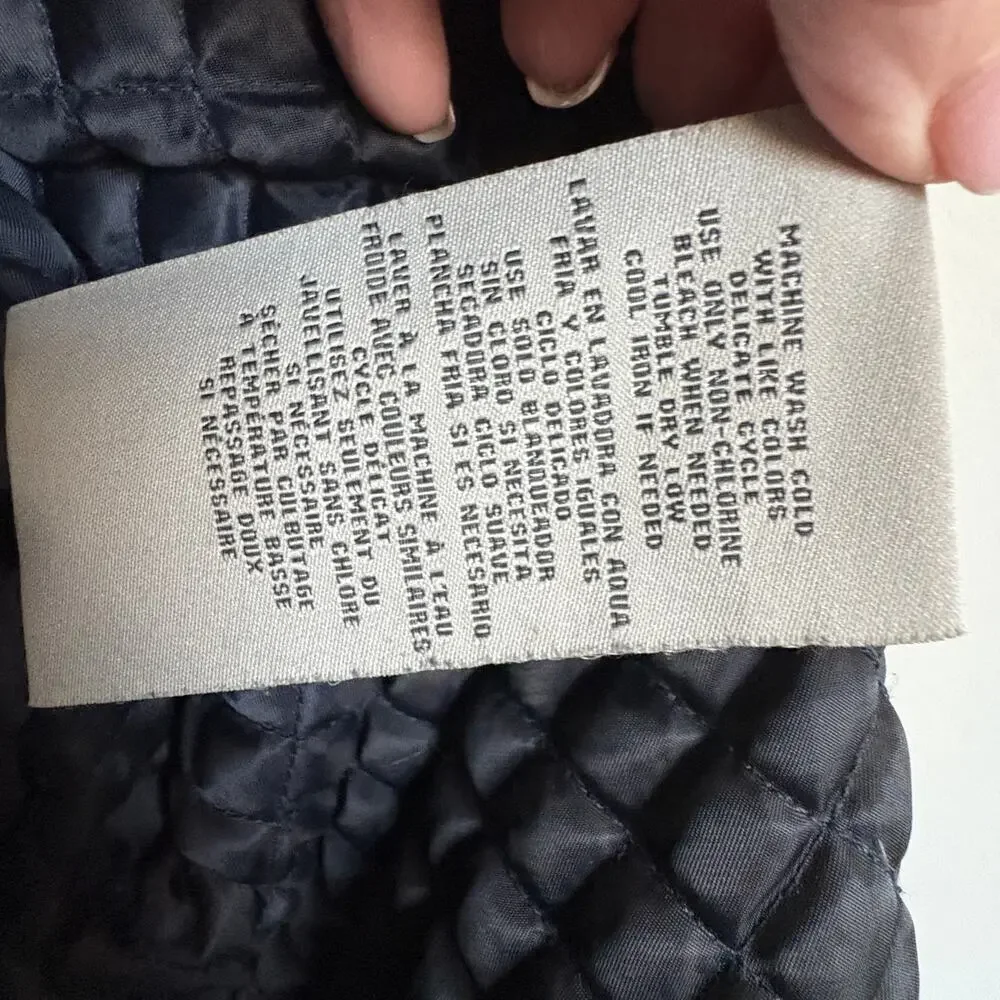 Levi’s Varsity Bomber Jacket L Navy Faux Leather Sleeves 73